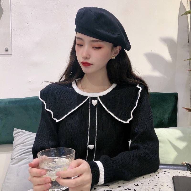 Áo sweater Dệt Kim Tay Dài Cổ Lá Sen Phong Cách Hàn Quốc Cho Áo thun Nữ NZ-TX-404