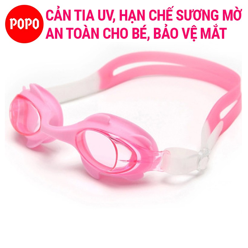 Kính bơi trẻ em cho bé từ 2 tuổi 1580 kèm Mũ bơi cho bé ngộ nghĩnh và Bịt tai kẹp mũi POPO