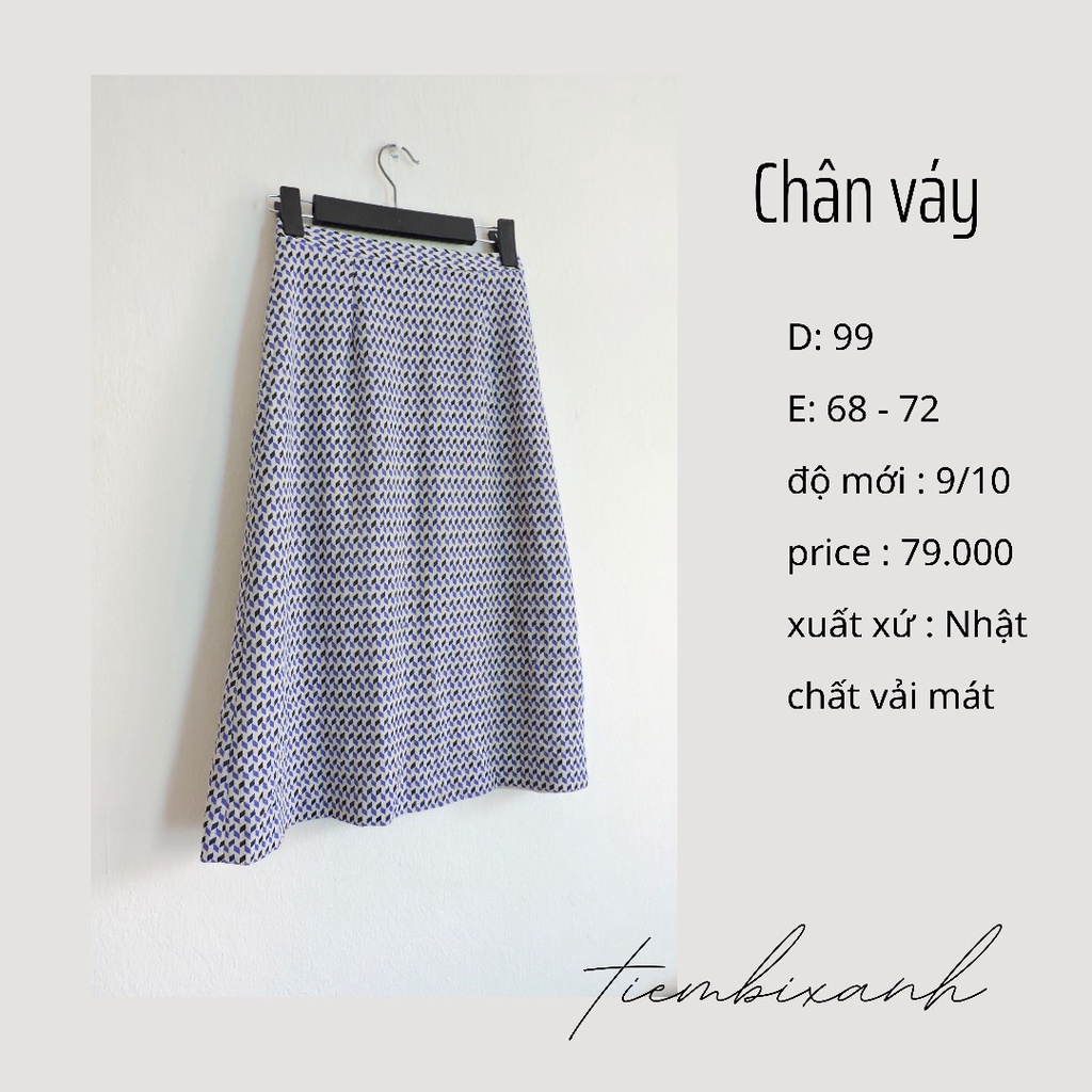 2hand- chân váy chữ A hoạ tiết khối nhỏ, chất liệu vải mát - CV103 - tiembixanh