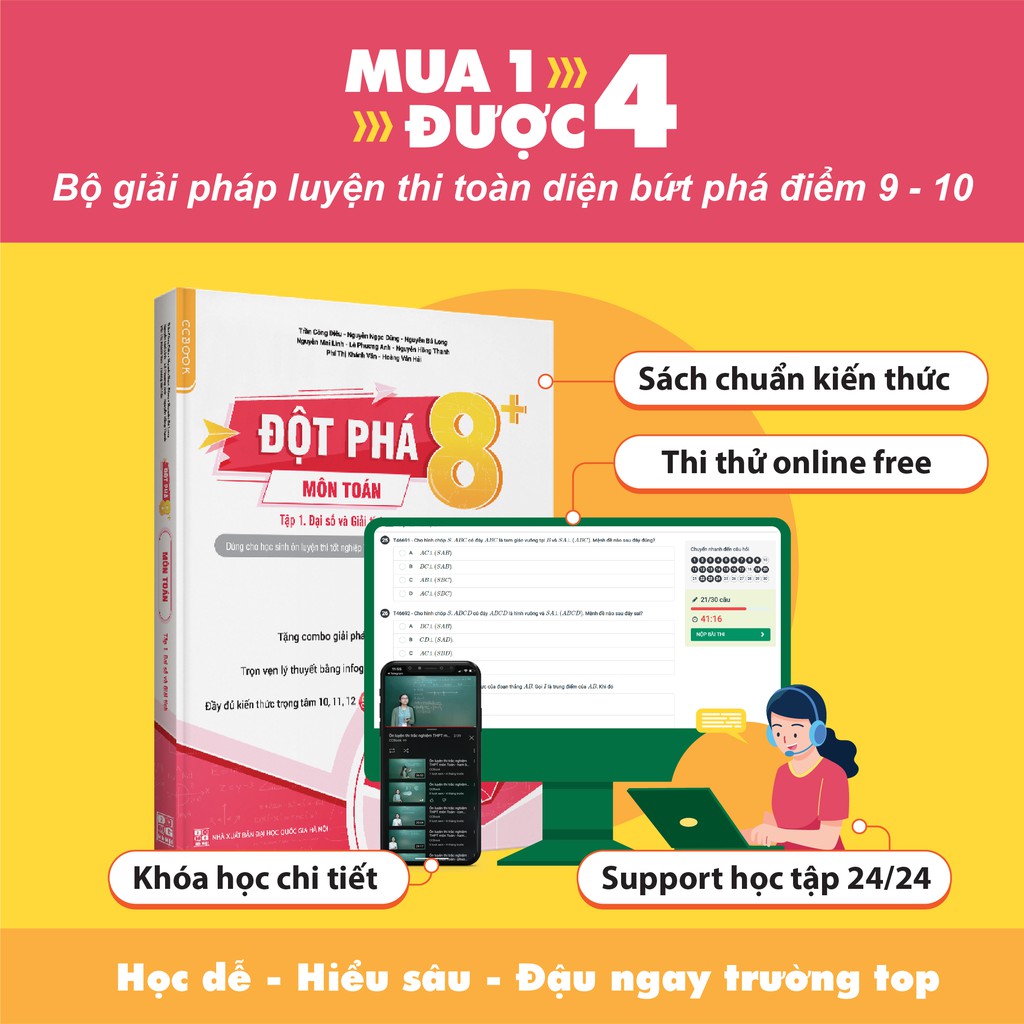 Sách - Đột phá 8+ môn Toán tập 1: Đại số và giải tích (Phiên bản mới) - Ôn luyện thi đại học, THPT - Chính hãng CCbook