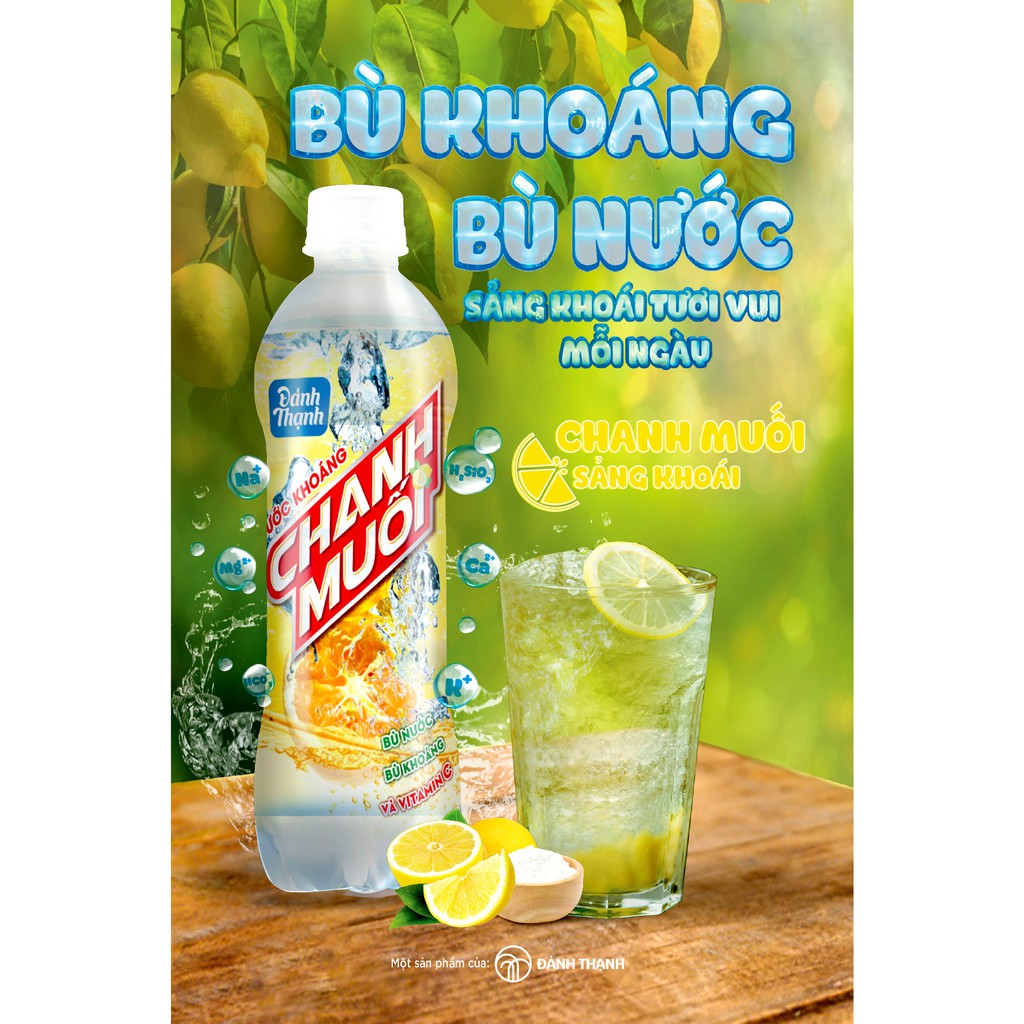 Thùng 24 chai Nước Khoáng Thiên Nhiên Đảnh Thạnh Có Ga Khoáng Chanh Muối 430ml
