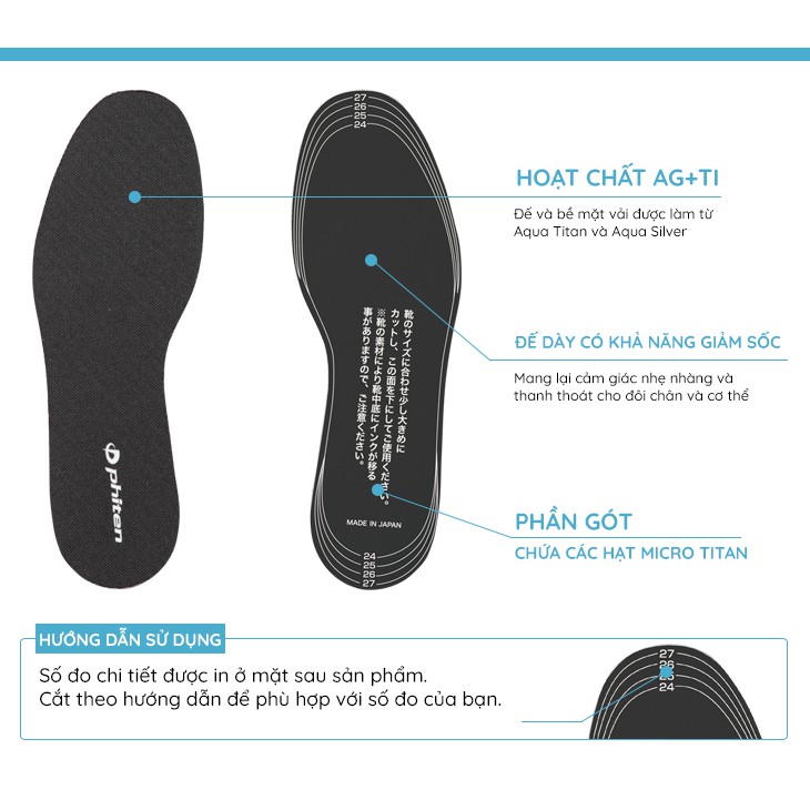Miếng Lót Giày Phiten Loại Phẳng - TI146003/TI146004/TI146005