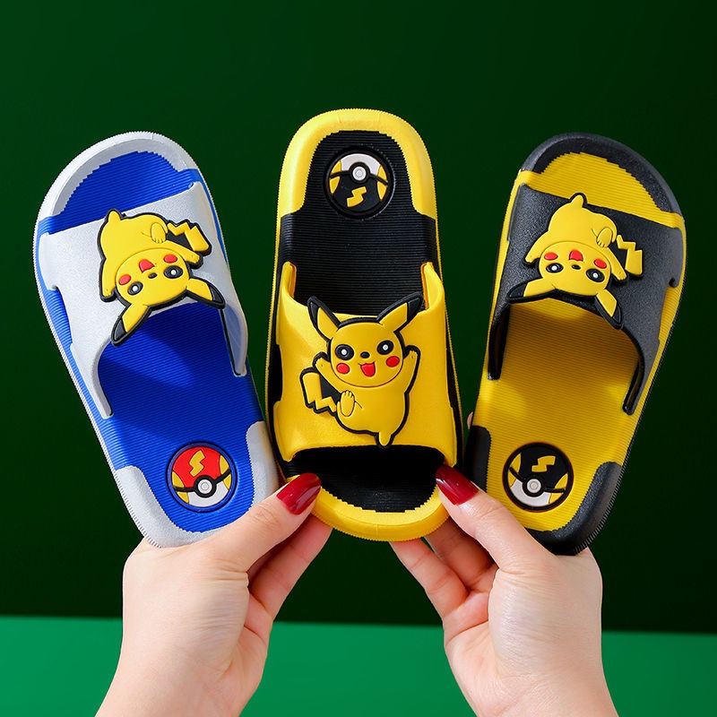 Dép Đi Trong Nhà Tắm Chống Trượt In Hình Pikachu Dễ Thương Cho Bé