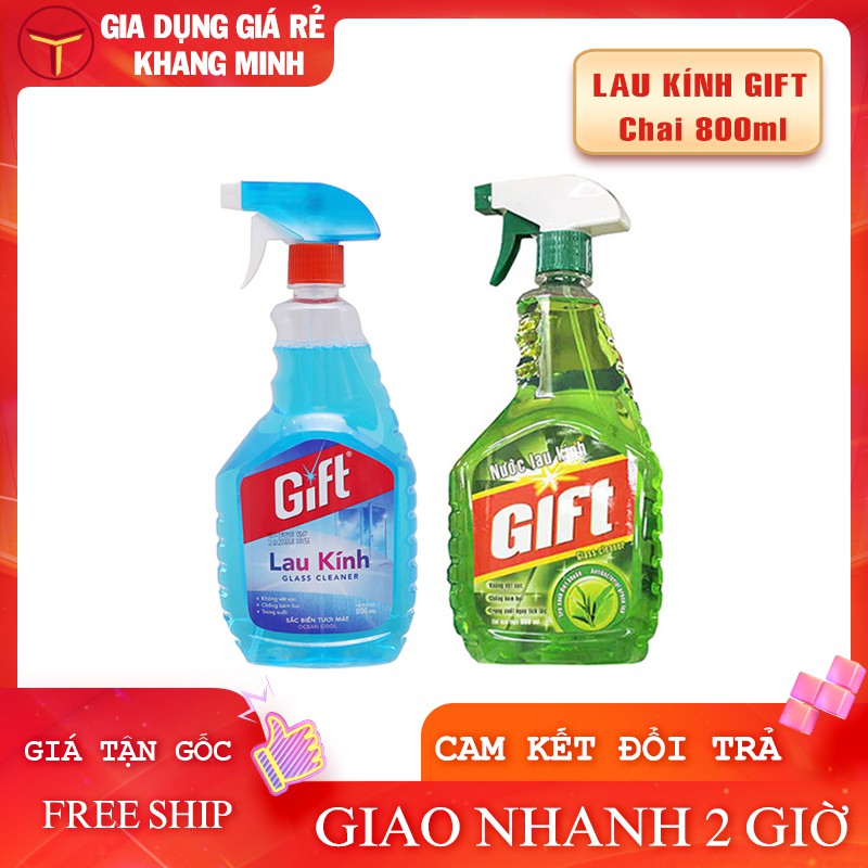 Nước Lau Kính Gift Sắc Biển và Trà Xanh Chai 800ml