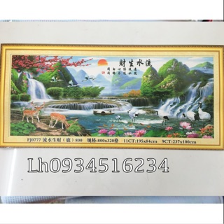 Tranh thêu phong cảnh kt lớn2m37x1m