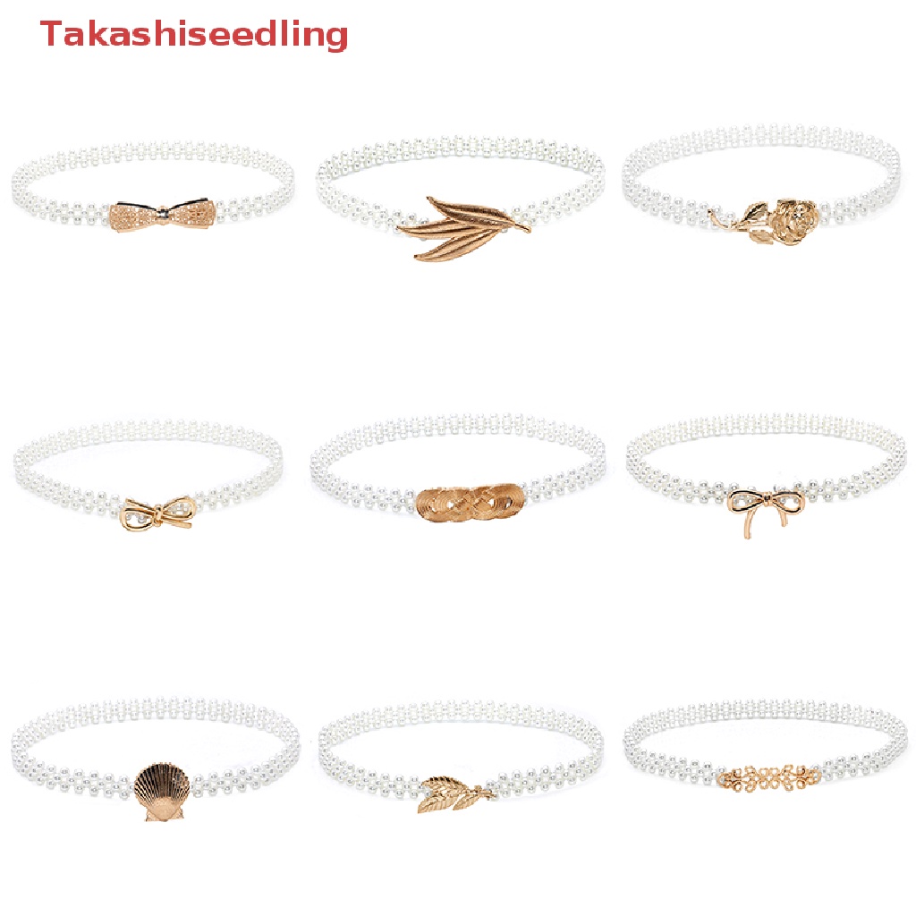 (Takashiseedling) Elegant Faux Pearl Dress Belt For Girls Elastic Belt Accessories Party Decor