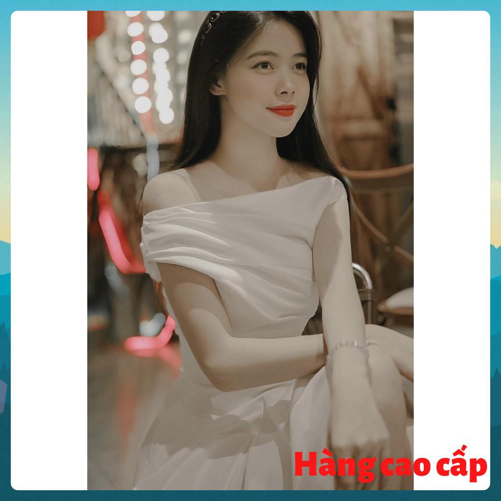 (Hàng cao cấp) Váy đi tiệc dáng xòe lệch vai dáng dài cao cấp Vuci Dress | BigBuy360 - bigbuy360.vn