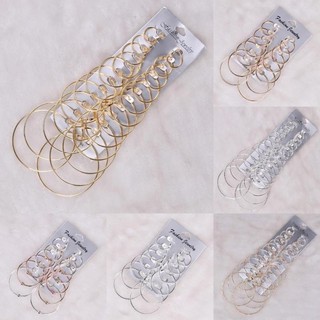 6 pairs/12 pairs of Simple Style Jewelry Oversize Big Circle Hoop Earring Set For Women