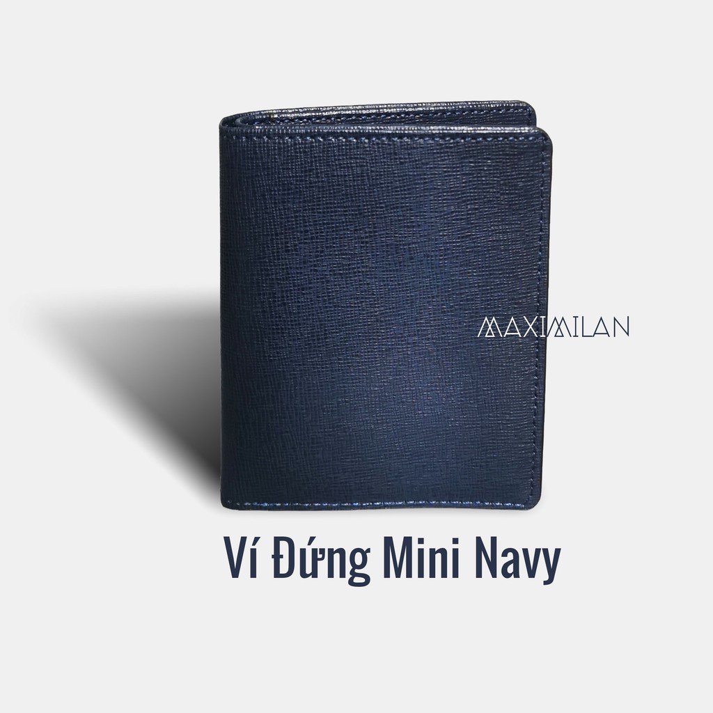 VÍ ĐỨNG MINI XANH NAVY DA BÒ SAFFIANO THẬT 100% - Follow shop giảm 20K