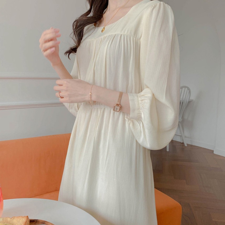 Đầm midi tay dài cổ vuông thời trang 32991