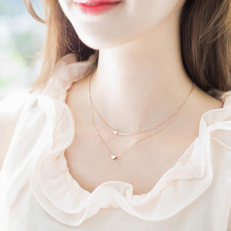 Vòng cổ hai lớp đính ngọc trai nhân tạo thời trang