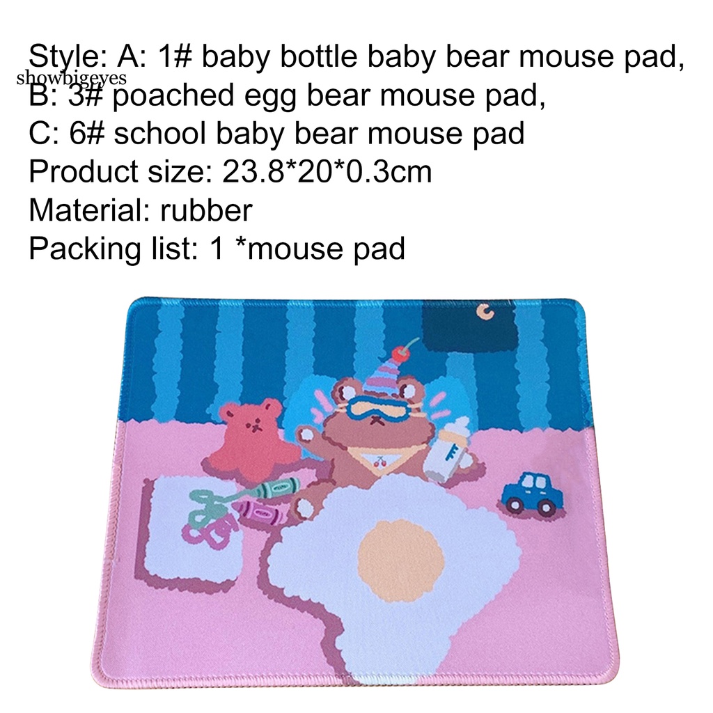 SGES Cartoon Mouse Pad Cushion Waterproof Desk Mouse Pad Skin-friendly for Office