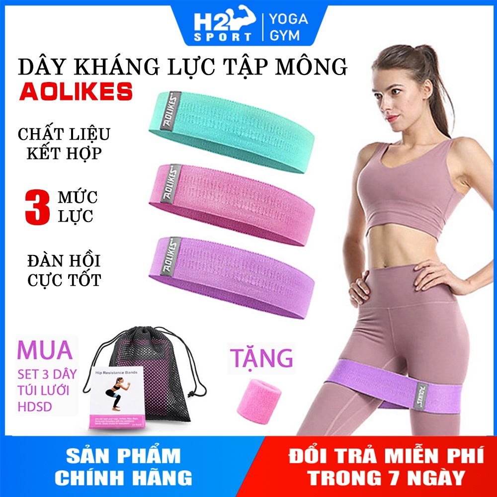 Dây Đàn Hồi Kháng Lực Tập Mông MiniBand, Dây tập mông Chính Hãng Aolikes - Chất liệu Polyeste Cotton