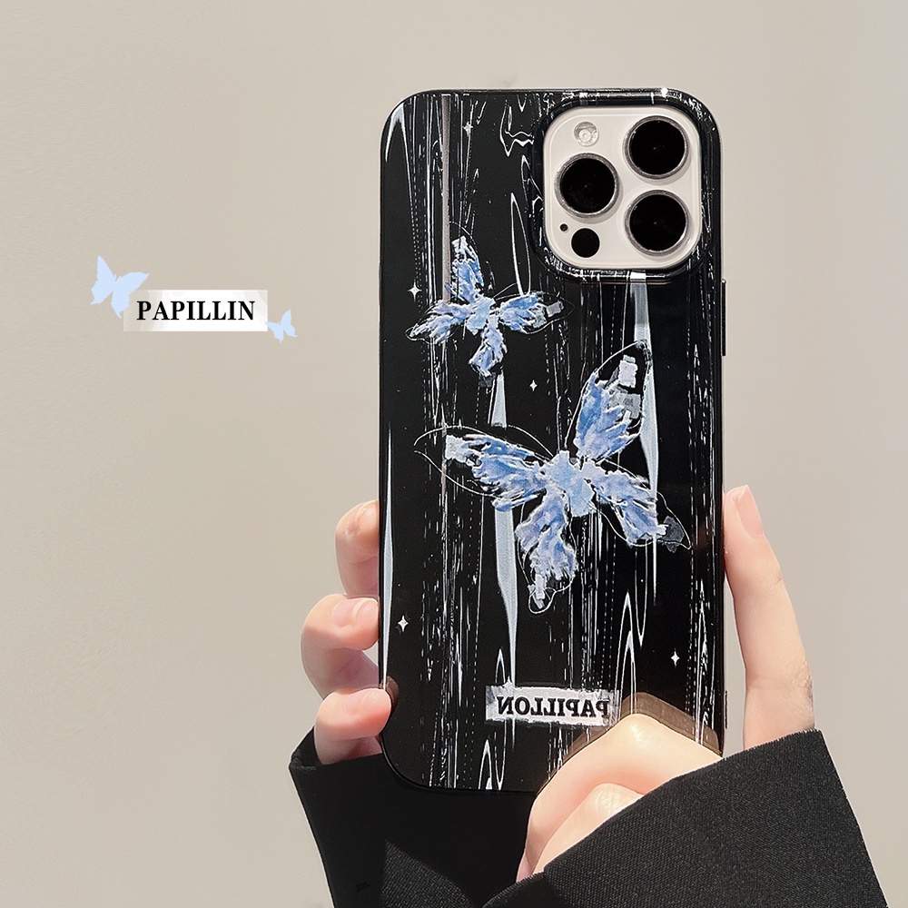 Ốp Điện Thoại Silicon Hình Bướm Xanh Dương Cho Iphone 14 7 / 8 / SE2020 7 + 8PLUS 11 12 13 Mini PRO MAX
