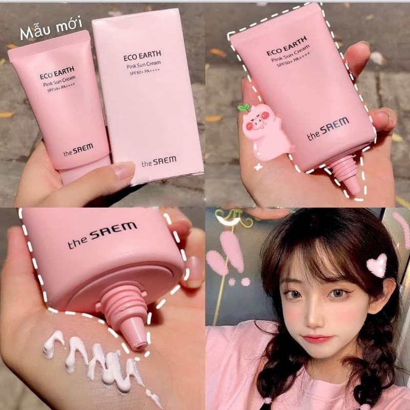 Kem chống nắng The Saem Eco Earth Pink Sun Cream Special Hàn Quốc