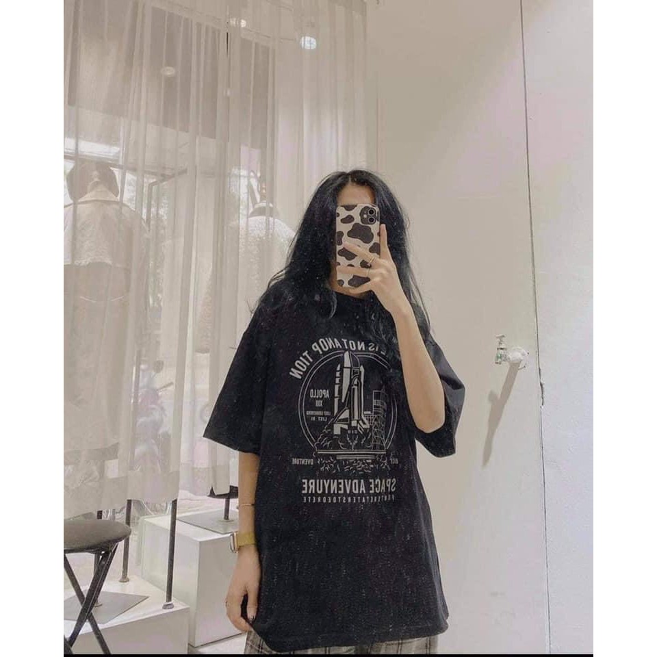 Set áo phông tay lỡ unisex họa tiết SPAKE phối quần suông ulzzang/ Áo thun nữ cộc tay dáng rộng quần kẻ sọc lưng thun | BigBuy360 - bigbuy360.vn