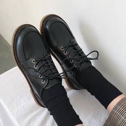 Giày ulzzang vintage nâu đen đế trong siêu mềm có ảnh thật cuối