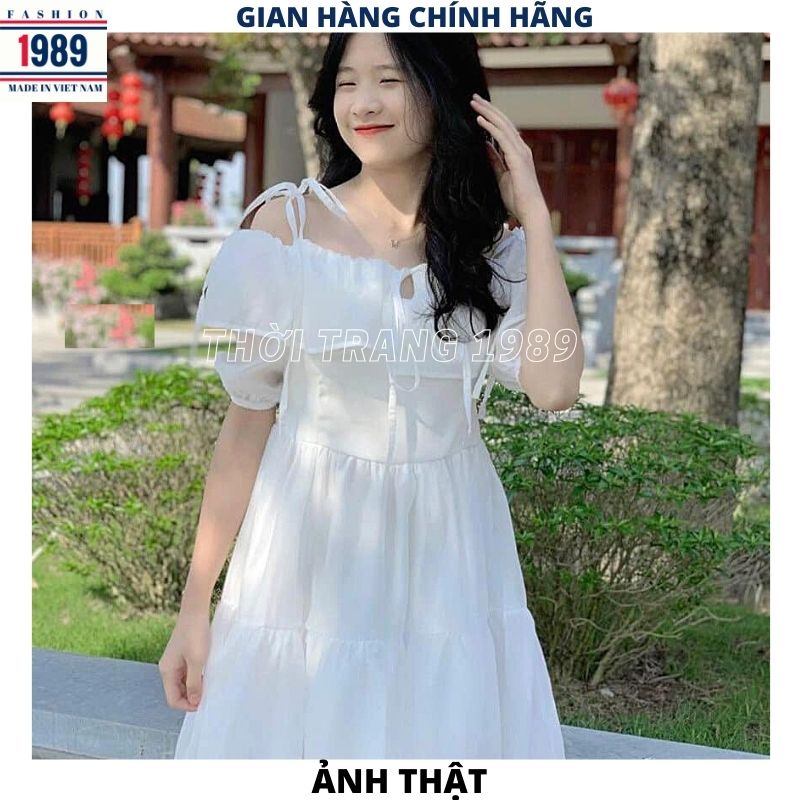 Váy voan trễ vai buộc dây kiểu dáng hàn quốc đầm công chúa dự tiệc sang chảnh cực xinh dễ thương -PHƯƠNG 1989