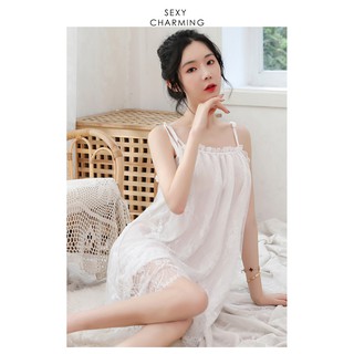 Váy Ngủ Công Chúa Pha Ren Điệu Đà 5174