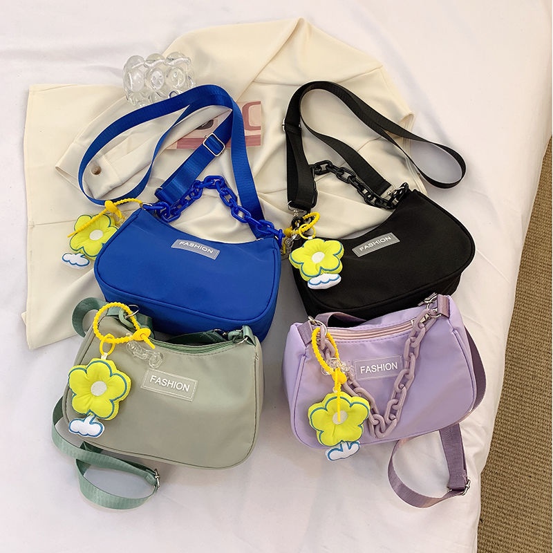 Túi đeo dưới cánh tay Hình Vuông Cỡ Nhỏ Bằng Nylon Phối Dây Đeo Sợi Xích Thời Trang Mùa Hè Cho Nữ