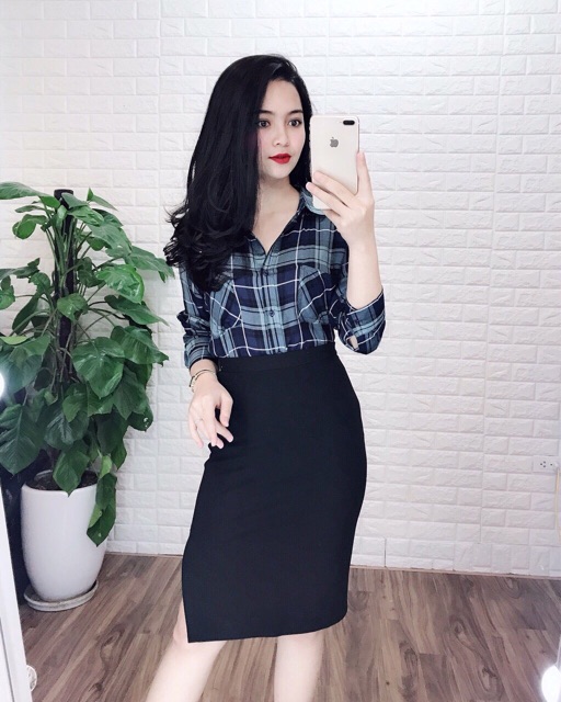 Áo sơ mi kẻ hàng xuất VNXK Pull & bear