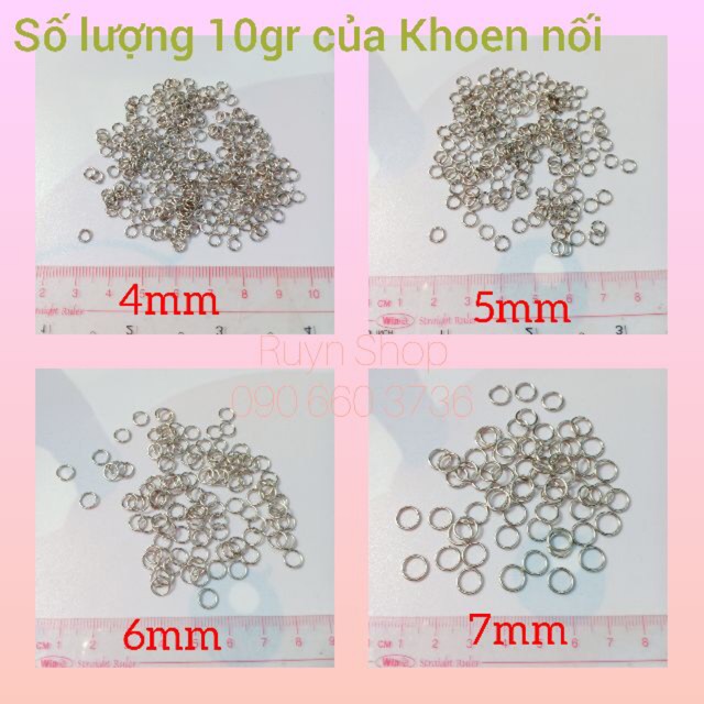 10gr khoen nối trắng (4mm, 5mm, 6mm và 7mm)