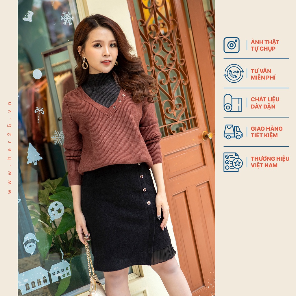 Áo len phối cổ đen 115112 MYT
