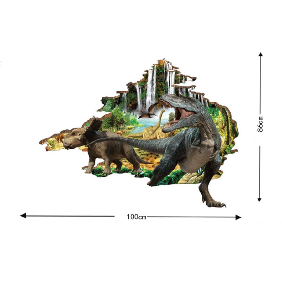 Decal dán tường trang trí - VẾT NỨT KHỦNG LONG XANH