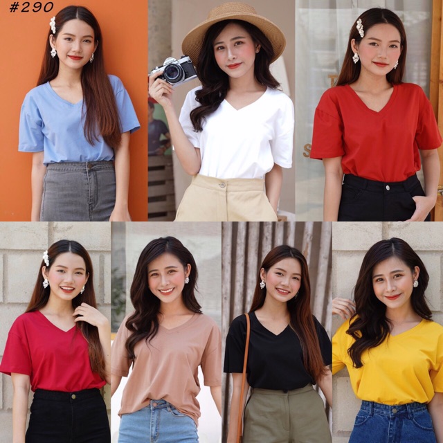 Áo trơn Basic Tee nhiều màu cổ tim xb