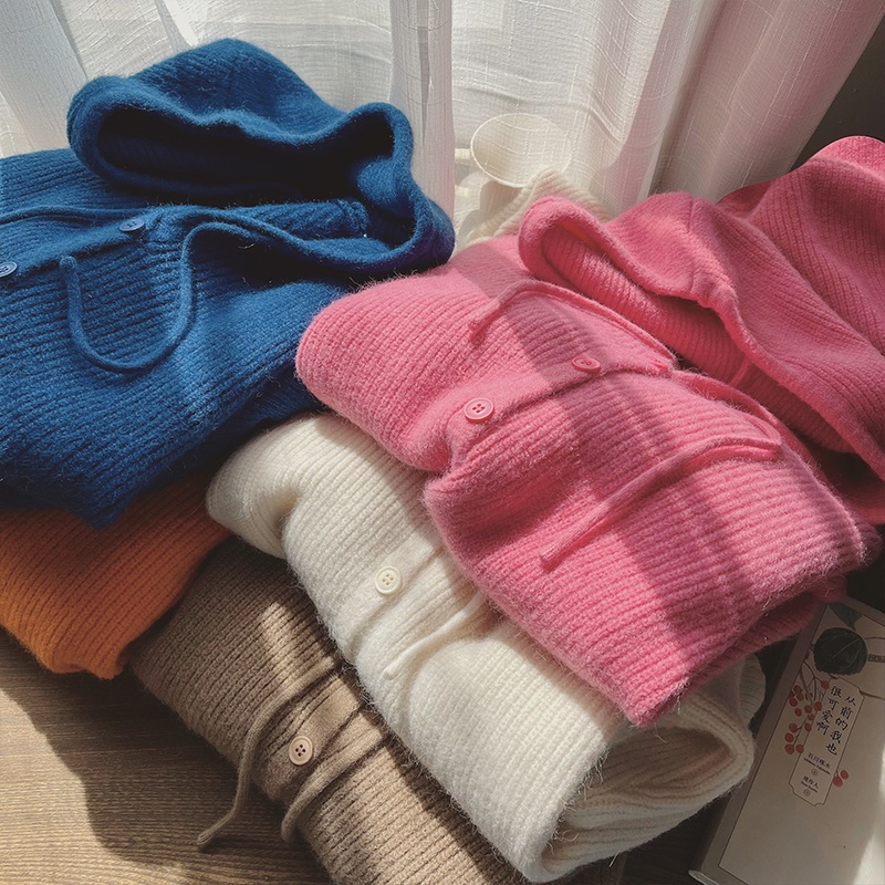 Áo khoác cardigan len có mũ phong cách Hàn Quốc kèm ảnh thật KL01