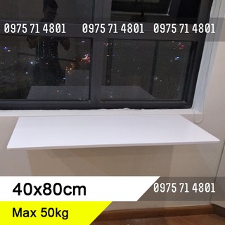 Bàn làm việc gấp tường màu trắng gỗ tự nhiên ST 40x80cm tải 50-70kg