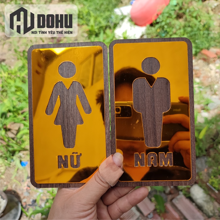 Bảng Gương Vàng Nhà Vệ Sinh - Toilet - WC Nam Nữ - Sang Trọng  - DH111