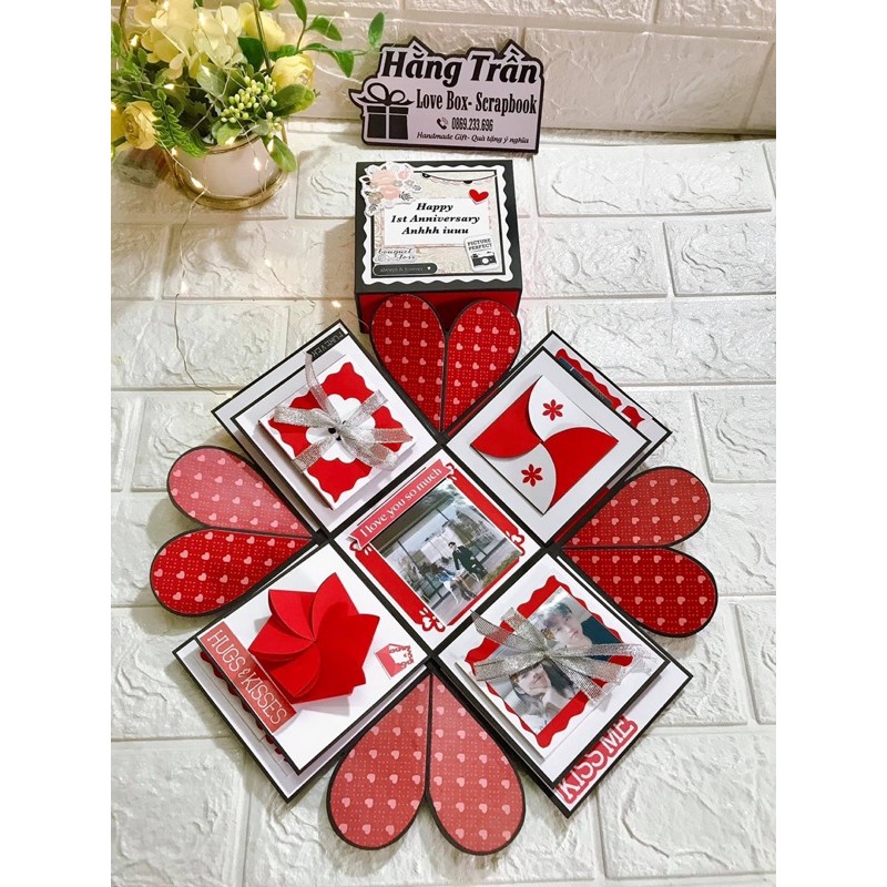 Hộp Love box màu đỏ (Tặng in 20 ảnh)