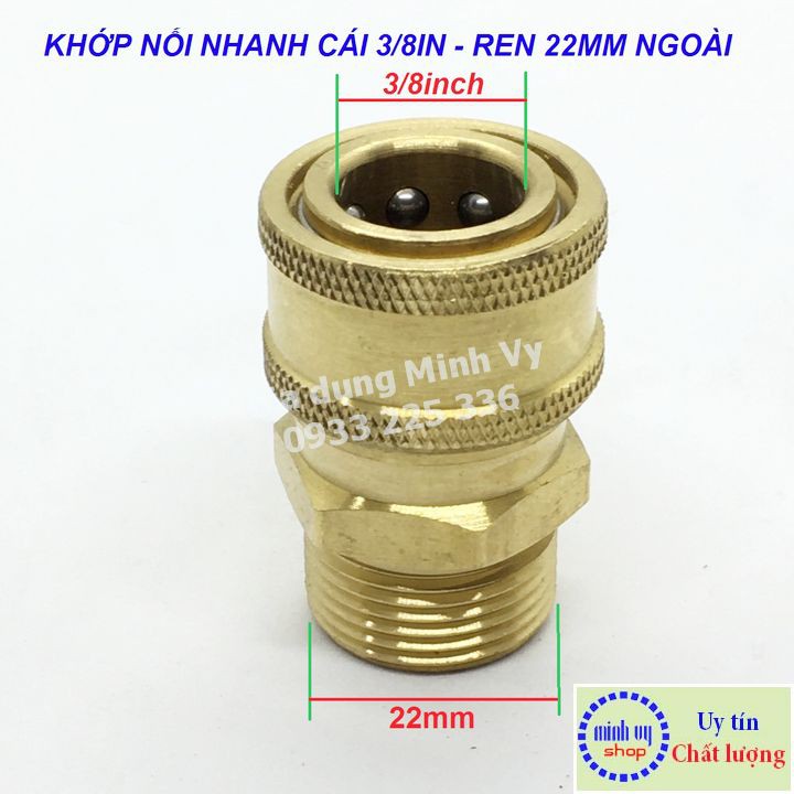Khớp nối nhanh CÁI 3/8in - ren NGOÀI 22mm -F3/8N22