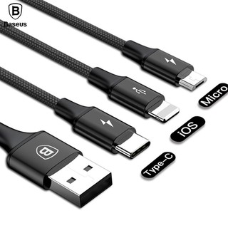 Cáp sạc 3 đầu Baseus LV145 Type C Android và Lightning 30cm