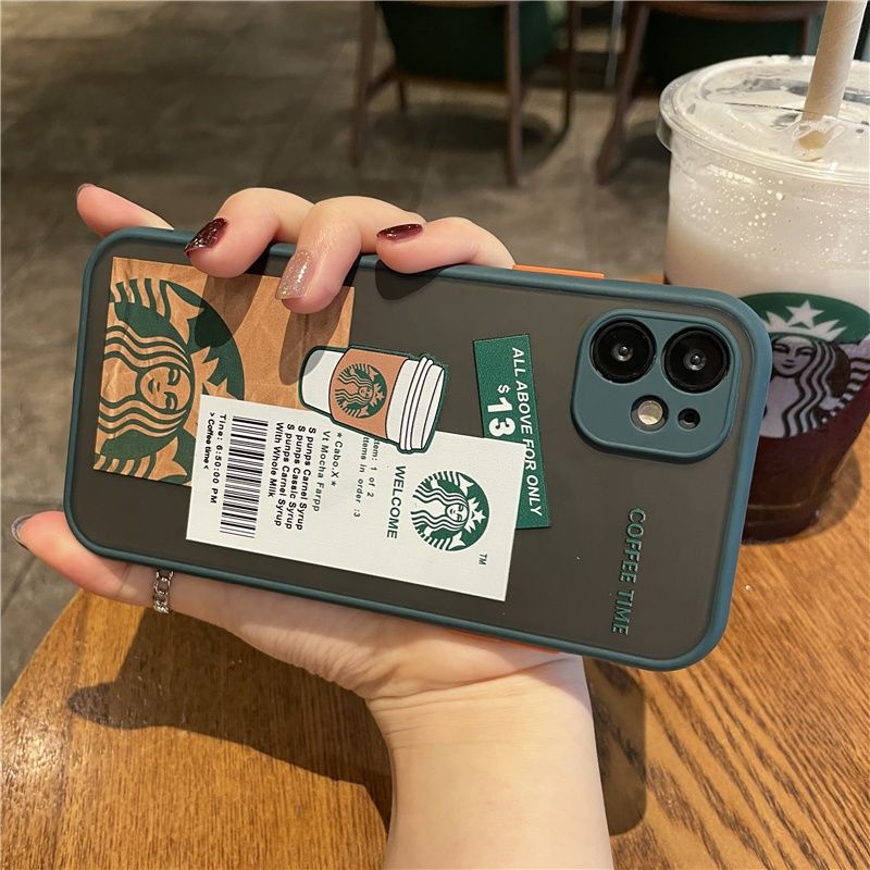 ❤️Bán Nóng❤️Ốp Điện Thoại Bảo Vệ Toàn Diện Chống Sốc Họa Tiết Starbucks Cho Iphone13 Apple 13pro 11 X 12