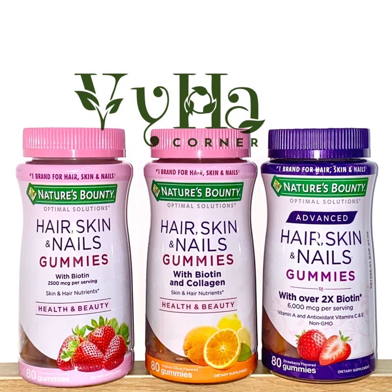 (Bill US) Kẹo Dẻo Nature’s Bounty Hair, Skin & Nails Collagen Gummies – With Biotin and Colagen (Vị Cam) | BigBuy360 - bigbuy360.vn