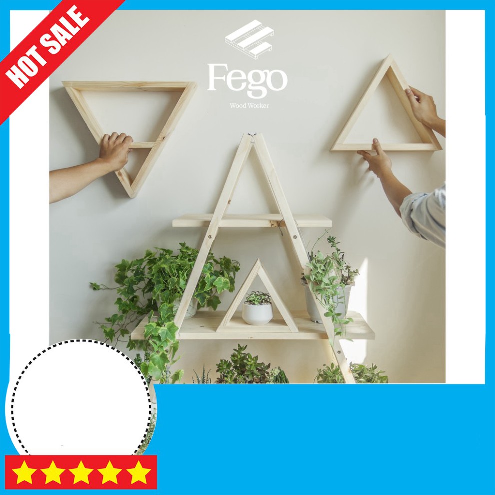 [CỰC HẤP DẪN] Tam giác treo tường / Kệ gỗ thông trang trí Fego