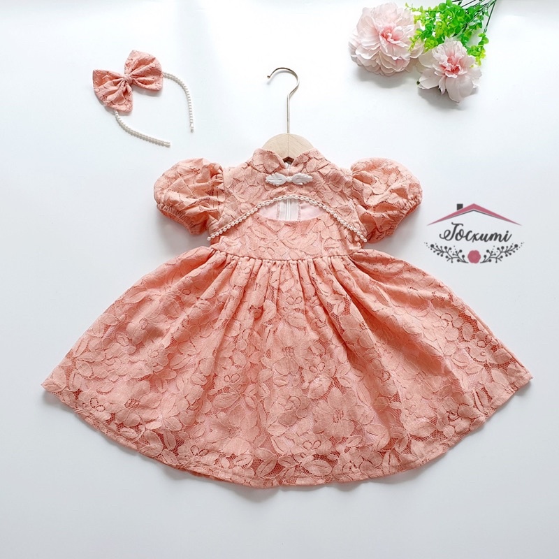 VÁY REN HỒNG CỔ TÀU ĐÍNH CHÂU CAO CẤP [SIÊU PHẨM]
