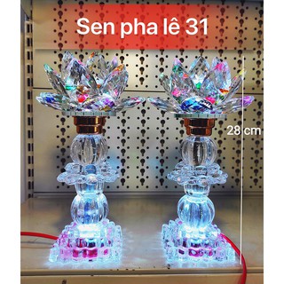 Đèn thờ sen pha lê 3 tấc
