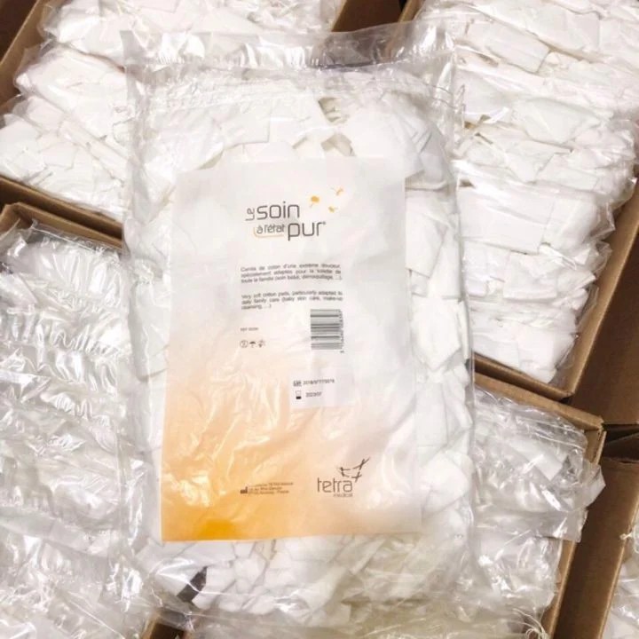 Bông tẩy trang Pháp Tetra Medical Cotton Wool Squares 600 miếng