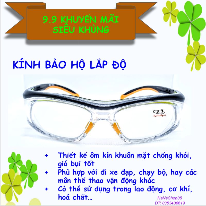 Kính bảo hộ cận thị, có thể thay tròng (Có hộp đựng)