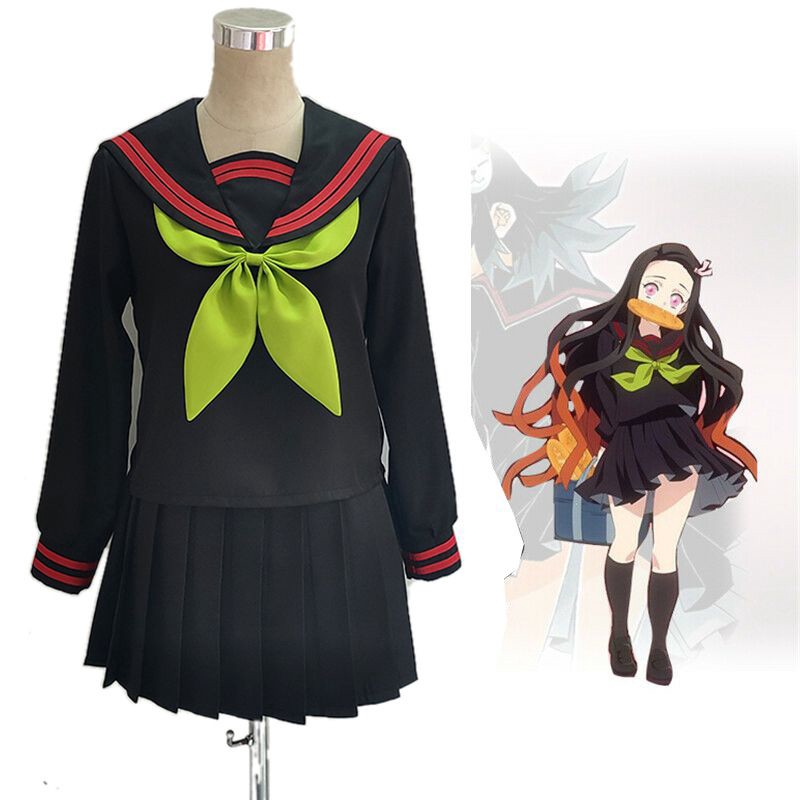 Anime Demon Slayer Kamado Nezuko Uniform Suit Cosplay Sailor Suit Costume Femal