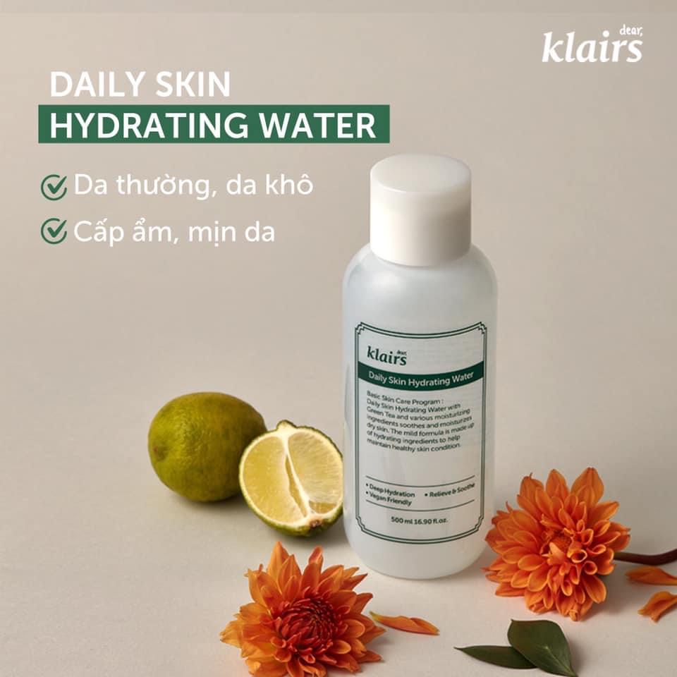 Nước Hoa Hồng Dưỡng Ẩm Klairs Daily Skin Hydrating Water 500ml [Hộp Trắng]