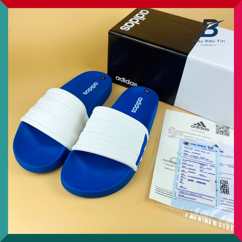 Dép nam Adidas dép nam quai ngang mẫu mới nhất 3 màu thời trang quai cao su cực mềm form ôm chân full BILL - Box