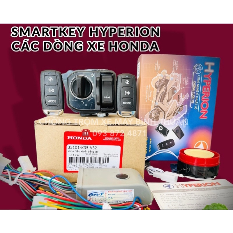 Full Bộ khoá Smartkey Honda kết hợp Hyperion cho dòng xe Honda