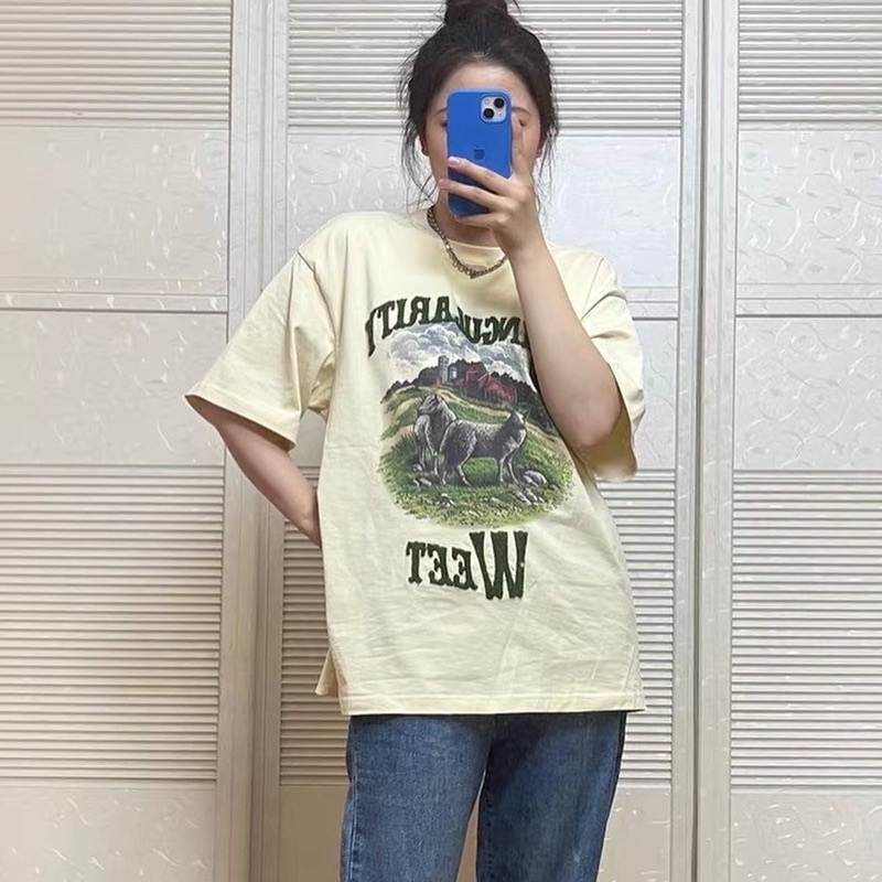 Áo phông SINGULAL phong cách vintage duy nhất màu be