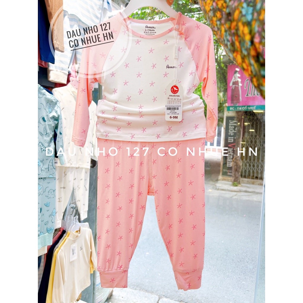 {AVALER} Bộ dài tay cài vai họa tiết cho bé chính hãng