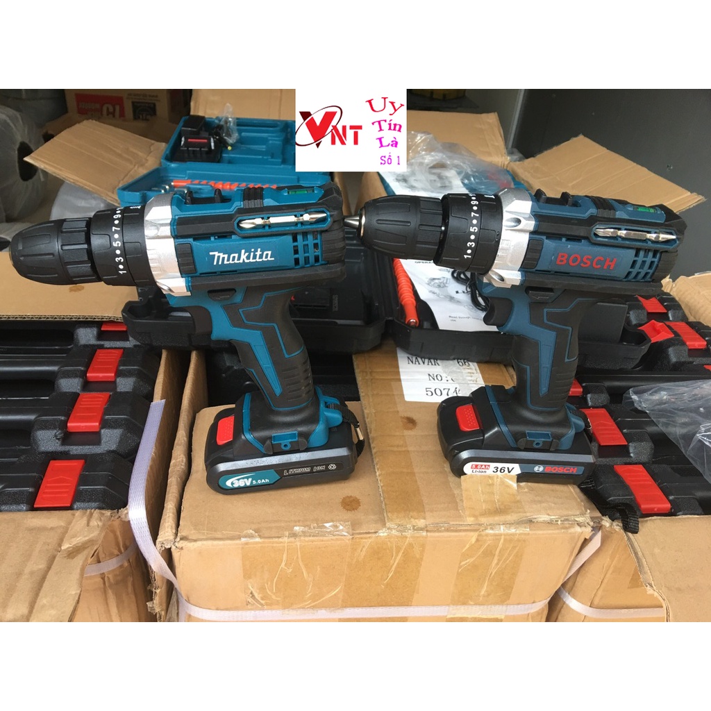 Khoan Pin 36V/72V Makita, Bosch bộ full phụ kiện