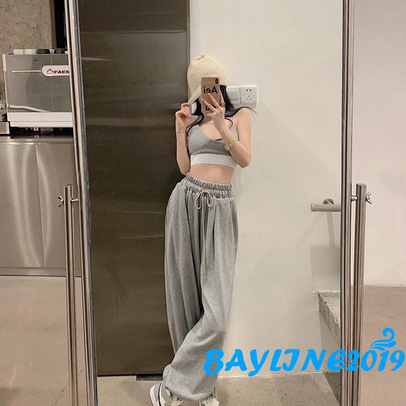 Set Áo Dây Hở Lưng + Quần Dài Lưng Cao Ống Rộng Thời Trang Cho Nữ